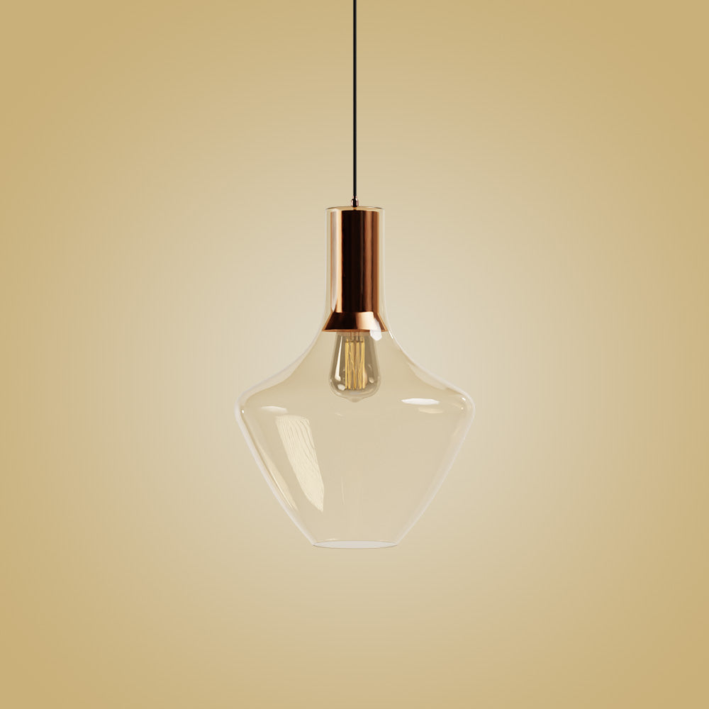 Fungi Beykoz Glass Pendant - Smoke / Brass