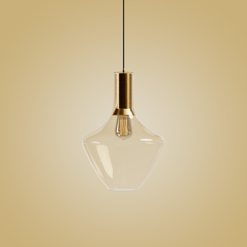 Fungi Beykoz Glass Pendant - Smoke / Brass