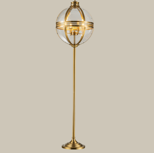 Utah Lantern Floor Lamp - Antique Brass
