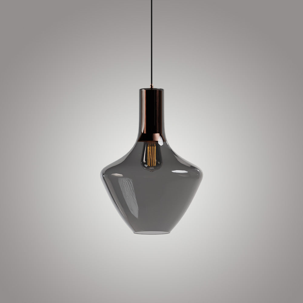 Fungi Beykoz Glass Pendant - Smoke / Brass