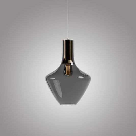 Fungi Beykoz Glass Pendant - Smoke / Brass