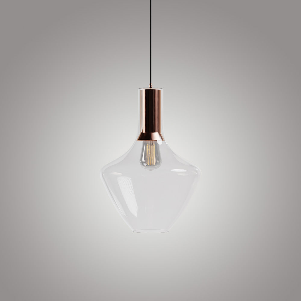 Fungi Beykoz Glass Pendant - Transparent / Brass