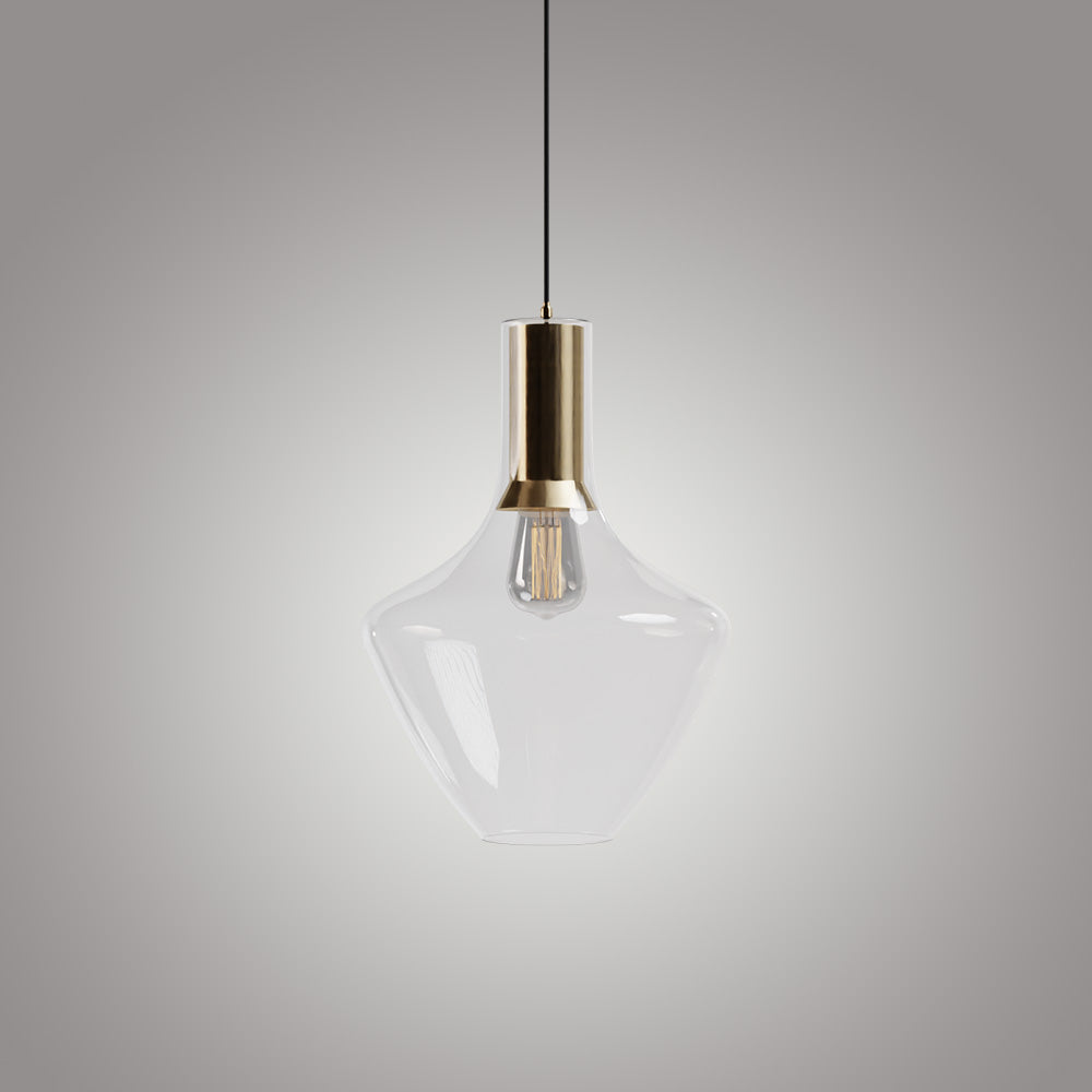 Fungi Beykoz Glass Pendant - Transparent / Brass