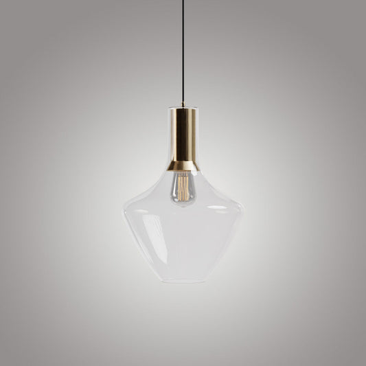 Fungi Beykoz Glass Pendant - Transparent / Brass